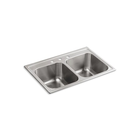 Kohler Toccata 33" X 22" X 9-1/4" Top-Mount Double-Equal Kitchen Sink 3847-3-NA